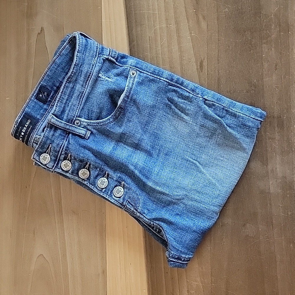 Lucky Brand Distressed Button Fly Bridgette Skinny Blue Jeans Size 8/29